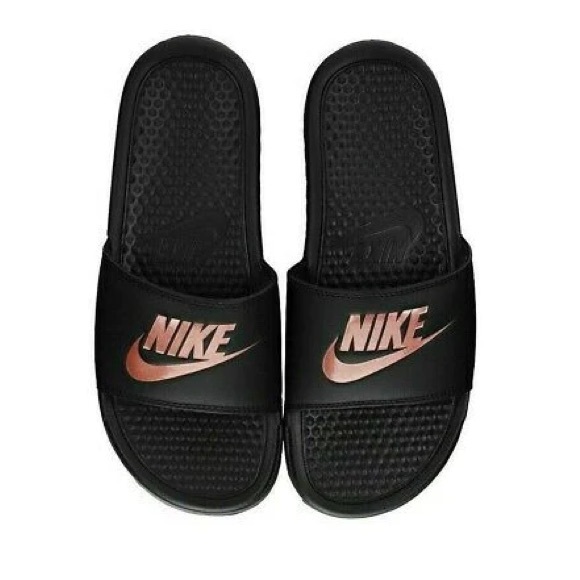 Nike Shoes - Nike Women's Benassi JDI Slides - Black / Rose Gold
